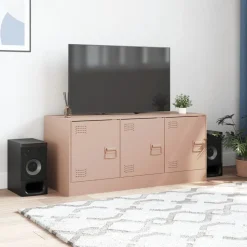 vidaXL tv-bord 99x39x44 cm stål lyserød