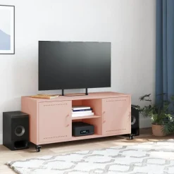 vidaXL tv-bord 100,5x39x43,5 cm stål lyserød
