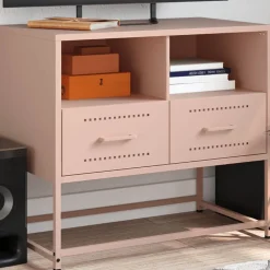 vidaXL tv-bord 68x39x60,5 cm stål lyserød