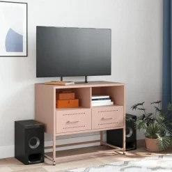 vidaXL tv-bord 68x39x60,5 cm stål lyserød