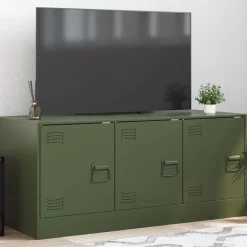 vidaXL tv-bord 99x39x44 cm stål olivengrøn