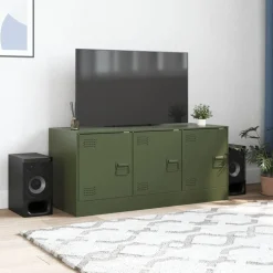 vidaXL tv-bord 99x39x44 cm stål olivengrøn