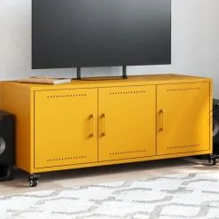 vidaXL tv-bord 100,5x39x43,5 cm stål sennepsgul