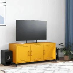 vidaXL tv-bord 100,5x39x43,5 cm stål sennepsgul