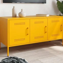 vidaXL tv-bord 100,5x39x50,5 cm stål sennepsgul
