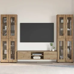 vidaXL TV-møbelsæt med dør FLORIN 3 pcs Artisan Egetræ Konstrueret træ
