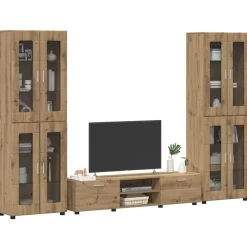 vidaXL TV-møbelsæt med dør FLORIN 3 pcs Artisan Egetræ Konstrueret træ