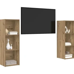 vidaXL TV-møbelsæt Vægmonteret 2 pcs Artisan Egetræ 107 x 35 x 37 cm