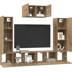 vidaXL TV-møbelsæt Vægmonteret 7 pcs Artisan Egetræ Konstrueret træ