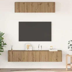 vidaXL TV-møbelsæt Vægmonteret 4 pcs Artisan Egetræ Konstrueret træ