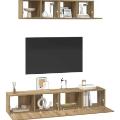 vidaXL TV-møbelsæt Vægmonteret 4 pcs Artisan Egetræ Konstrueret træ