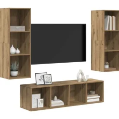 vidaXL TV-møbelsæt Vægmonteret 3 pcs Artisan Egetræ Konstrueret træ