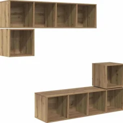 vidaXL TV-møbelsæt Vægmonteret 4 pcs Artisan Egetræ Konstrueret træ