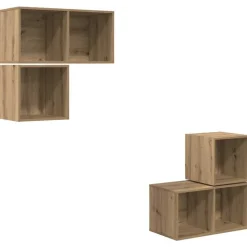 vidaXL TV-møbelsæt Vægmonteret 4 pcs Artisan Egetræ Konstrueret træ