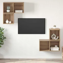 vidaXL TV-møbelsæt Vægmonteret 4 pcs Artisan Egetræ Konstrueret træ