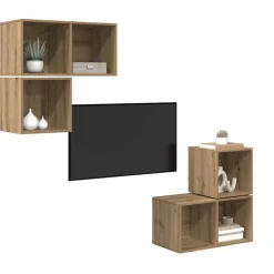 vidaXL TV-møbelsæt Vægmonteret 4 pcs Artisan Egetræ Konstrueret træ