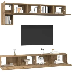 vidaXL TV-møbelsæt Vægmonteret 5 pcs Artisan Egetræ Konstrueret træ
