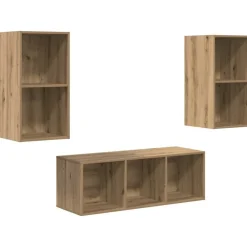 vidaXL TV-møbelsæt Vægmonteret 3 pcs Artisan Egetræ Konstrueret træ