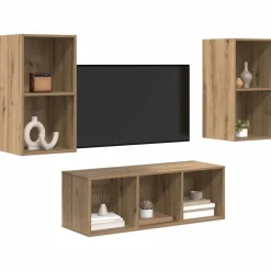 vidaXL TV-møbelsæt Vægmonteret 3 pcs Artisan Egetræ Konstrueret træ