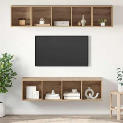 vidaXL TV-møbelsæt Vægmonteret 4 pcs Artisan Egetræ Konstrueret træ