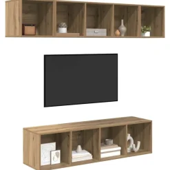 vidaXL TV-møbelsæt Vægmonteret 4 pcs Artisan Egetræ Konstrueret træ