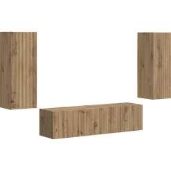 vidaXL TV-møbelsæt Vægmonteret 2 pcs Artisan Egetræ Konstrueret træ