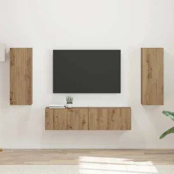 vidaXL TV-møbelsæt Vægmonteret 2 pcs Artisan Egetræ Konstrueret træ