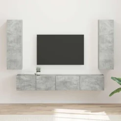 vidaXL TV-møbelsæt Vægmonteret 3 pcs Beton Grå Konstrueret træ