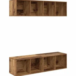 vidaXL TV-møbelsæt Vægmonteret 2 pcs Gammelt træ 37 x 37 x 142,5 cm