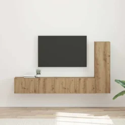 vidaXL TV-møbelsæt Vægmonteret 3 pcs Artisan Egetræ Konstrueret træ