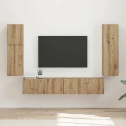 vidaXL TV-møbelsæt Vægmonteret 4 pcs Artisan Egetræ Konstrueret træ