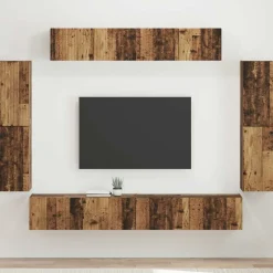 vidaXL TV-skab 8 pcs Gammelt træ
