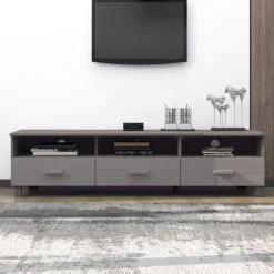 vidaXL tv-skab HAMAR 158x40x40 cm massivt fyrretræ lysegrå