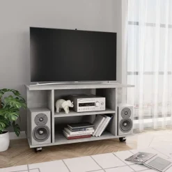 vidaXL tv-skab med hjul 80x40x45 cm konstrueret træ betongrå