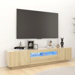 vidaXL tv-skab med LED-lys 180x35x40 cm sonoma-eg