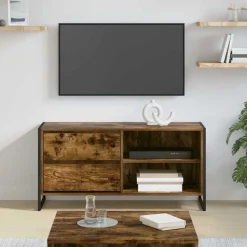 vidaXL TV-skab med skuffe Røget Eg 100 x 36 x 49,5 cm Konstrueret træ