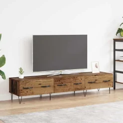 vidaXL TV-skab med skuffe Gammelt træ 150 x 36 x 30 cm Konstrueret træ