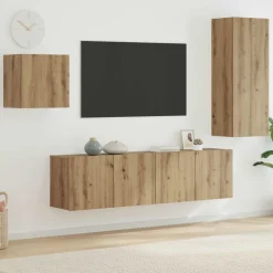 vidaXL TV-skab Vægmonteret 4 pcs Artisan Egetræ Konstrueret træ