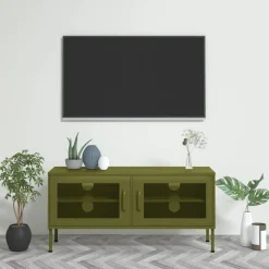vidaXL tv-skab 105x35x50 cm stål olivengrøn