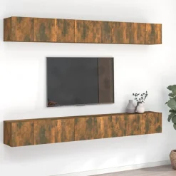 vidaXL tv-skabe 8 stk. 60x30x30 cm konstrueret træ røget egetræsfarve