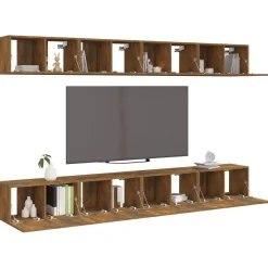 vidaXL tv-skabe 8 stk. 60x30x30 cm konstrueret træ røget egetræsfarve
