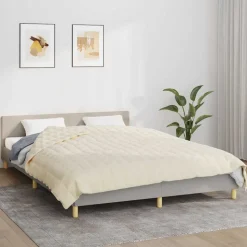 vidaXL tyngdetæppe 220x235 cm 15 kg stof lys cremefarve