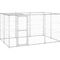 vidaXL udendørs hundebur med tag 7,26 m² galvaniseret stål