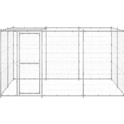 vidaXL udendørs hundebur med tag 7,26 m² galvaniseret stål