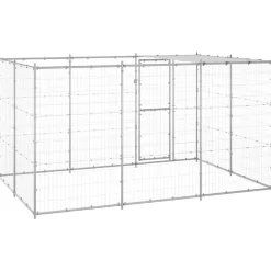 vidaXL udendørs hundebur med tag 7,26 m² galvaniseret stål