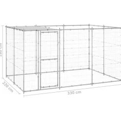 vidaXL udendørs hundebur med tag 7,26 m² galvaniseret stål