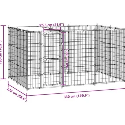 vidaXL udendørs hundebur med tag 7,26 m² galvaniseret stål