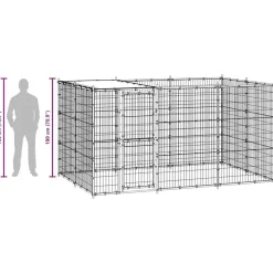 vidaXL udendørs hundebur med tag 7,26 m² galvaniseret stål