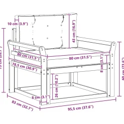 vidaXL Udendørs Mellem Sofa Massivt Akacietræ Naturfarvet