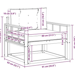 vidaXL Udendørs Mellem Sofa Massivt Akacietræ Naturfarvet